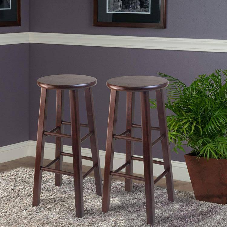 Antique Walnut 2pc Bar Stool Set I140