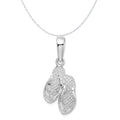 Sterling Silver Polished Textured Flip Flops Charm Pendant with Sterling Silver Cable Chain Necklace 18'' E663407
