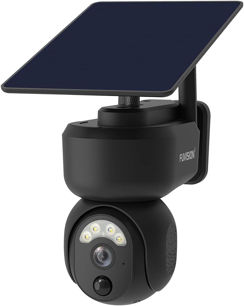 Solar Security Camera Outdoor, Wireless WiFi Pan 360° View PTZ Camera, Rechargeable Solar Battery Powered with 2-Way Talk, Motion Detection and Siren, Color Night Vision D956