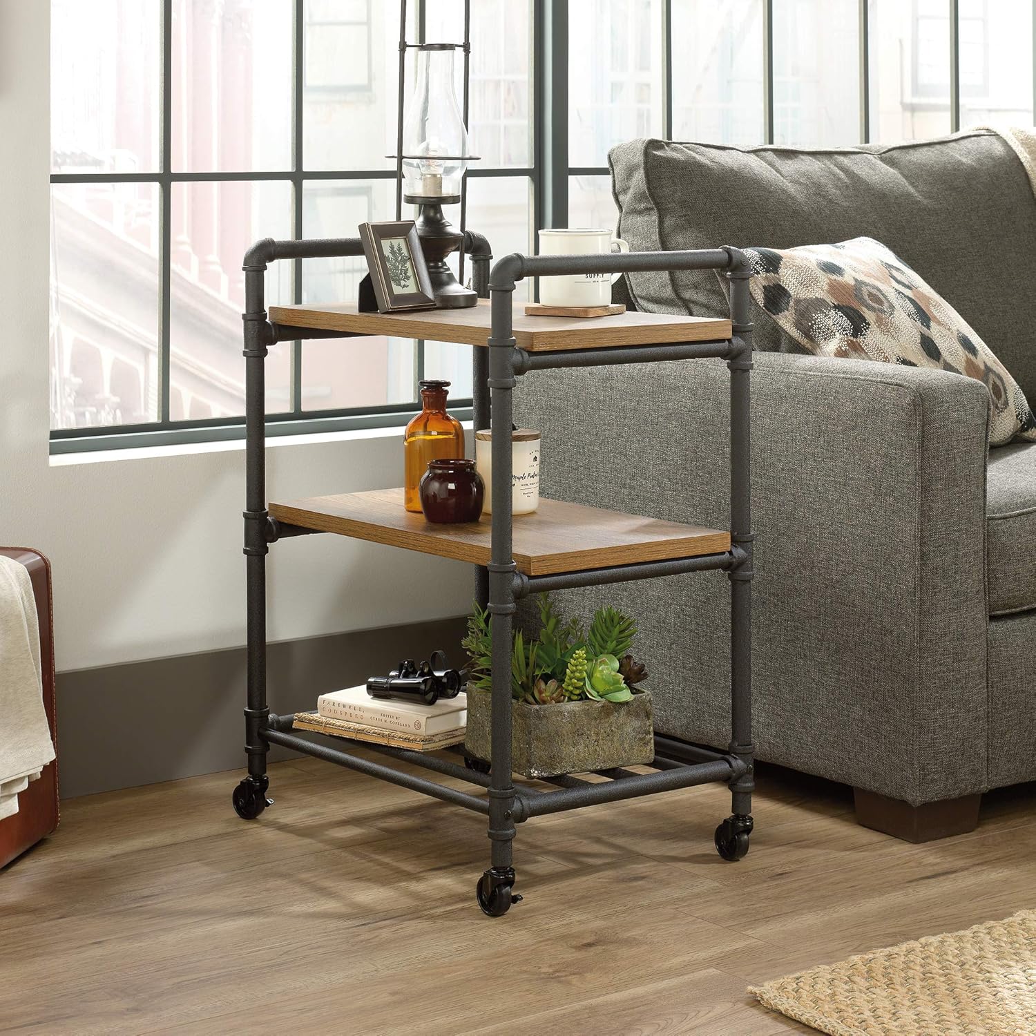 Multi-Purpose Cart, Checked Oak Finish L2639