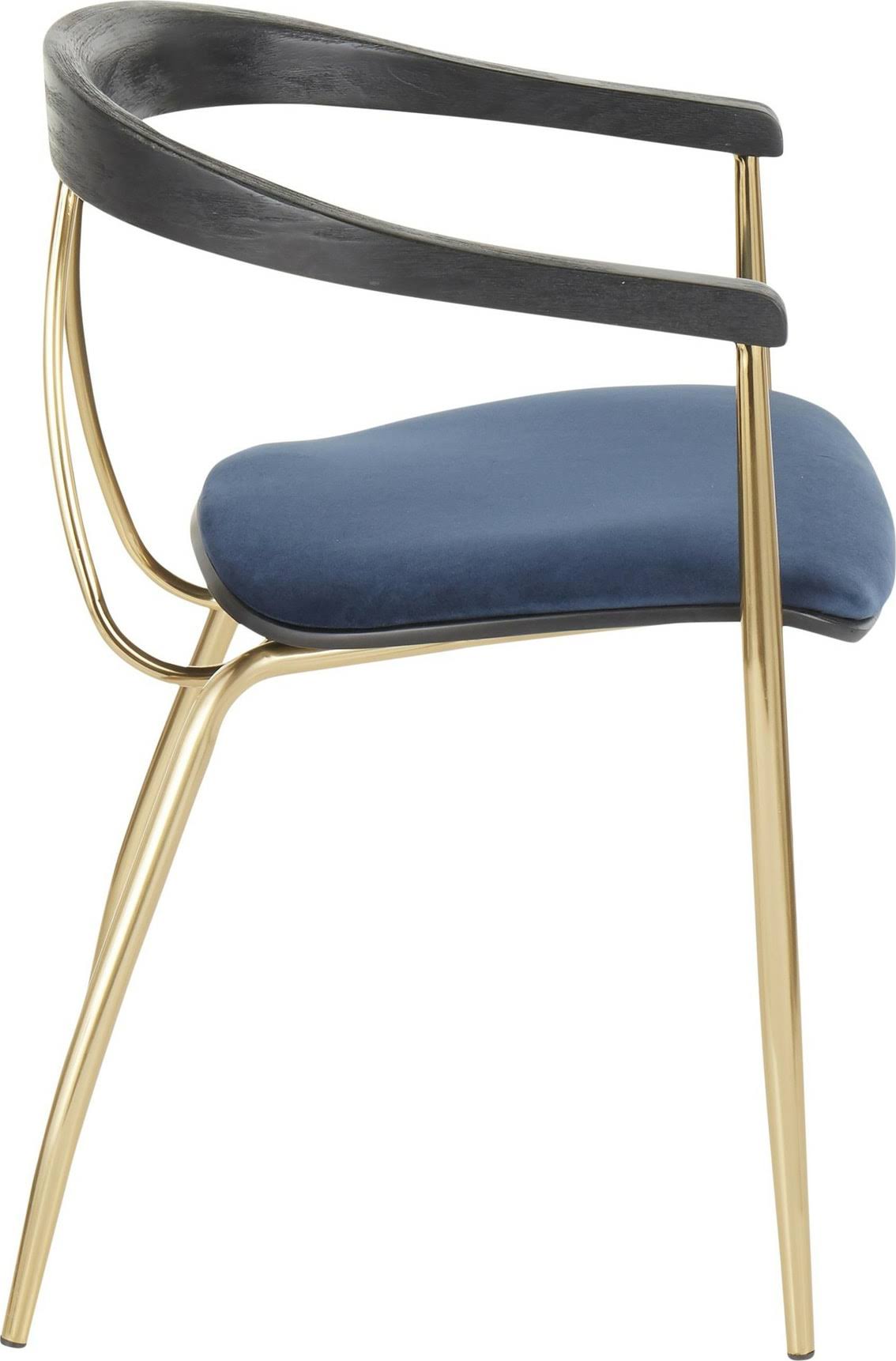 Blue Velvet Gold Metal Chair Set of 2 U41755