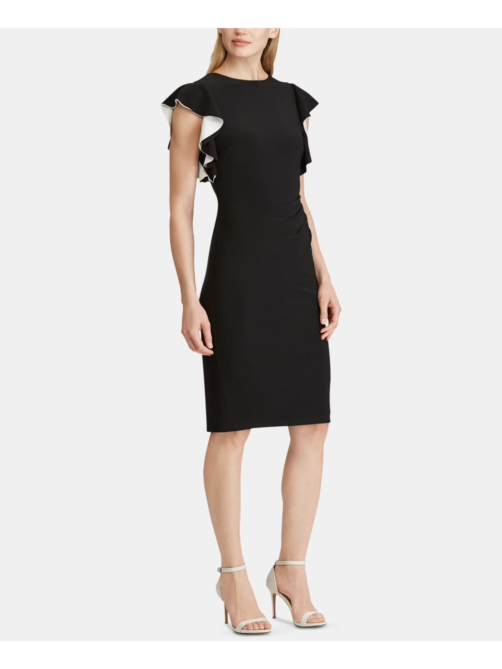 Black Crew Neck Sheath Dress Petites 2P Z25783