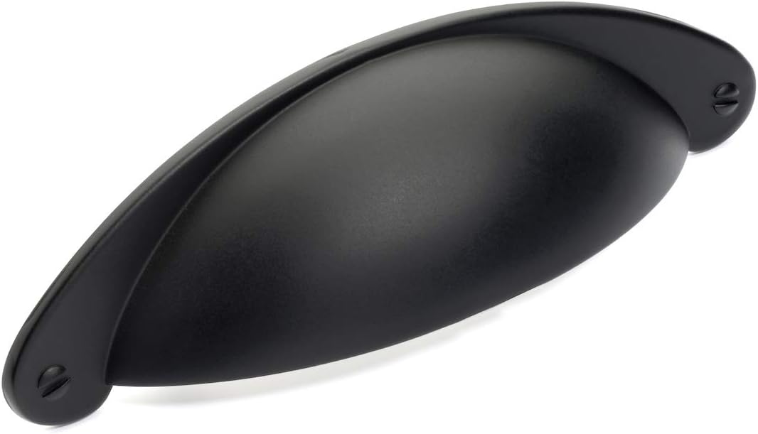Black Flat Shaker Style Cabinet Hardware Pull, 25-Pack B768719