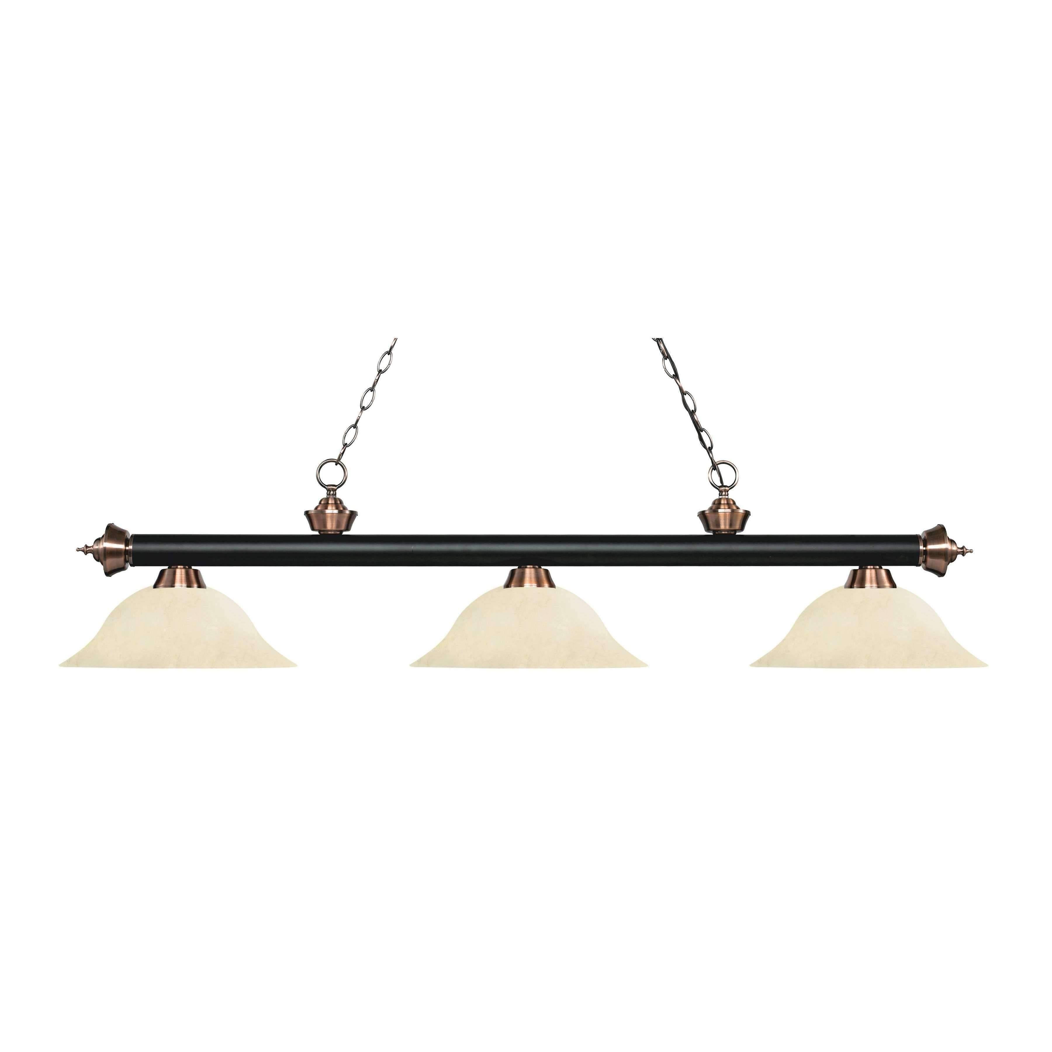 Matte Black Antique Copper 3 Light Billiard Light M4855