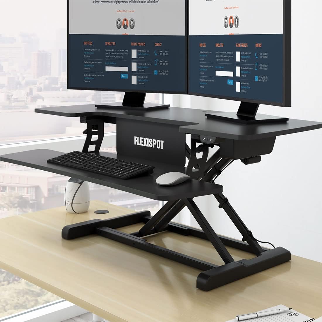 Electric Standing Desk Converter with Quick Release Keyboard Tray I649894