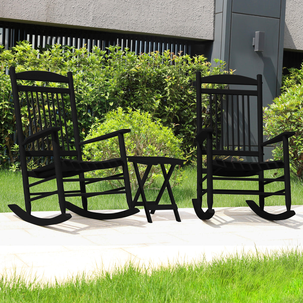 Black Wood Rocking Chair Set of 3 with Foldable Table Y348