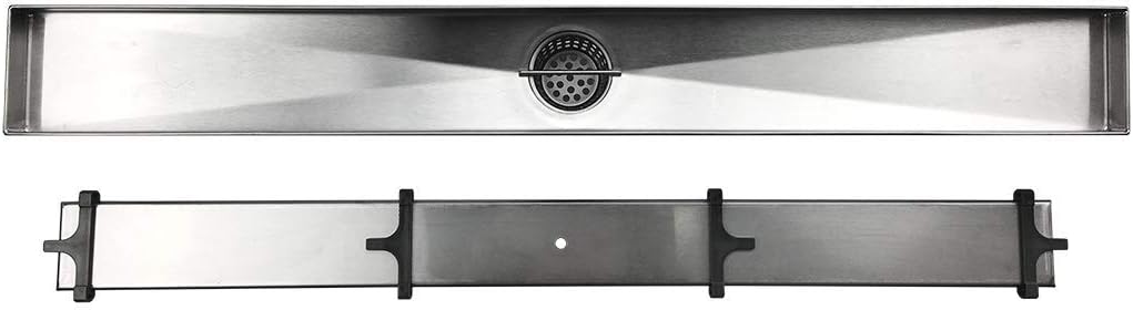 28-Inch Brushed 304 Stainless Steel Rectangle Shower Drain with Tile Insert Grate H4793