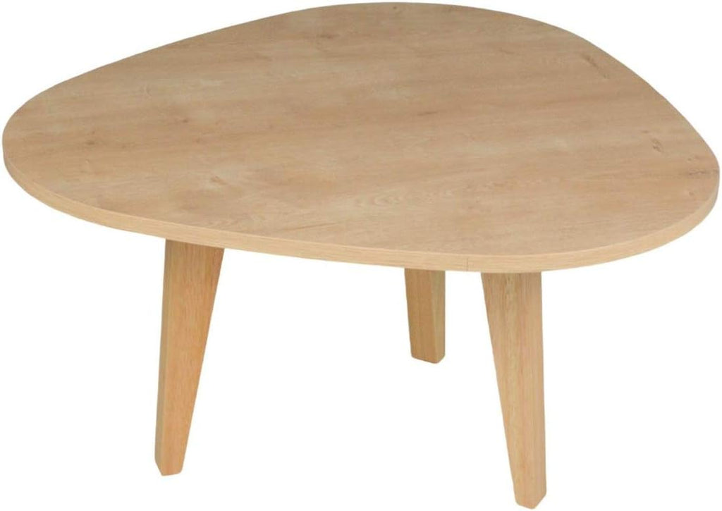 Oval Coffee Table with Eucalyptus Wooden Legs, Black, White, Natural Wood, Pack of 2 E7176
