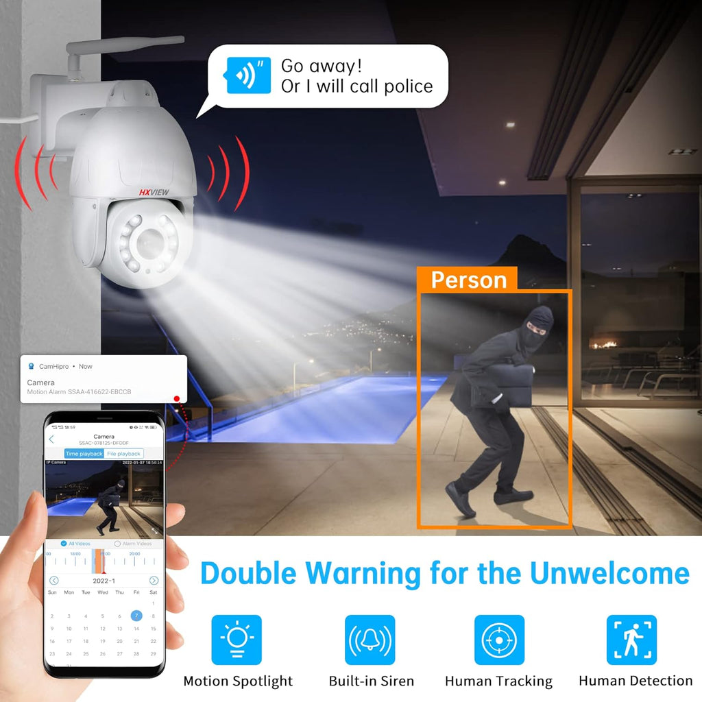 5MP WiFi Wireless Spotlight Camera with 5X Optical Zoom J118