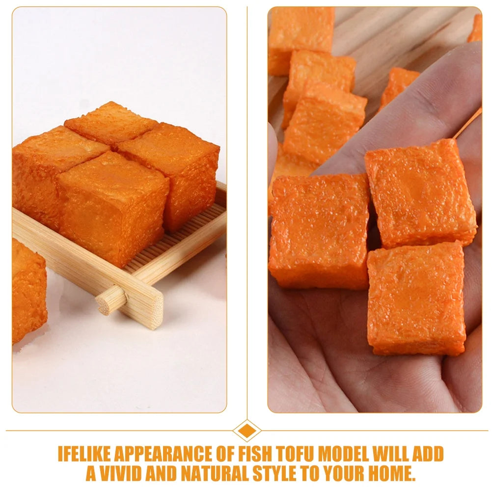 6 Pcs Simulated Tofu Kitchen Fake Fish Prop Restaurant Food Toys Photo Props J5442