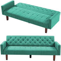 Linen Upholstered Futon Sofa Bed 74" Tufted 3 Seater Beige S38369