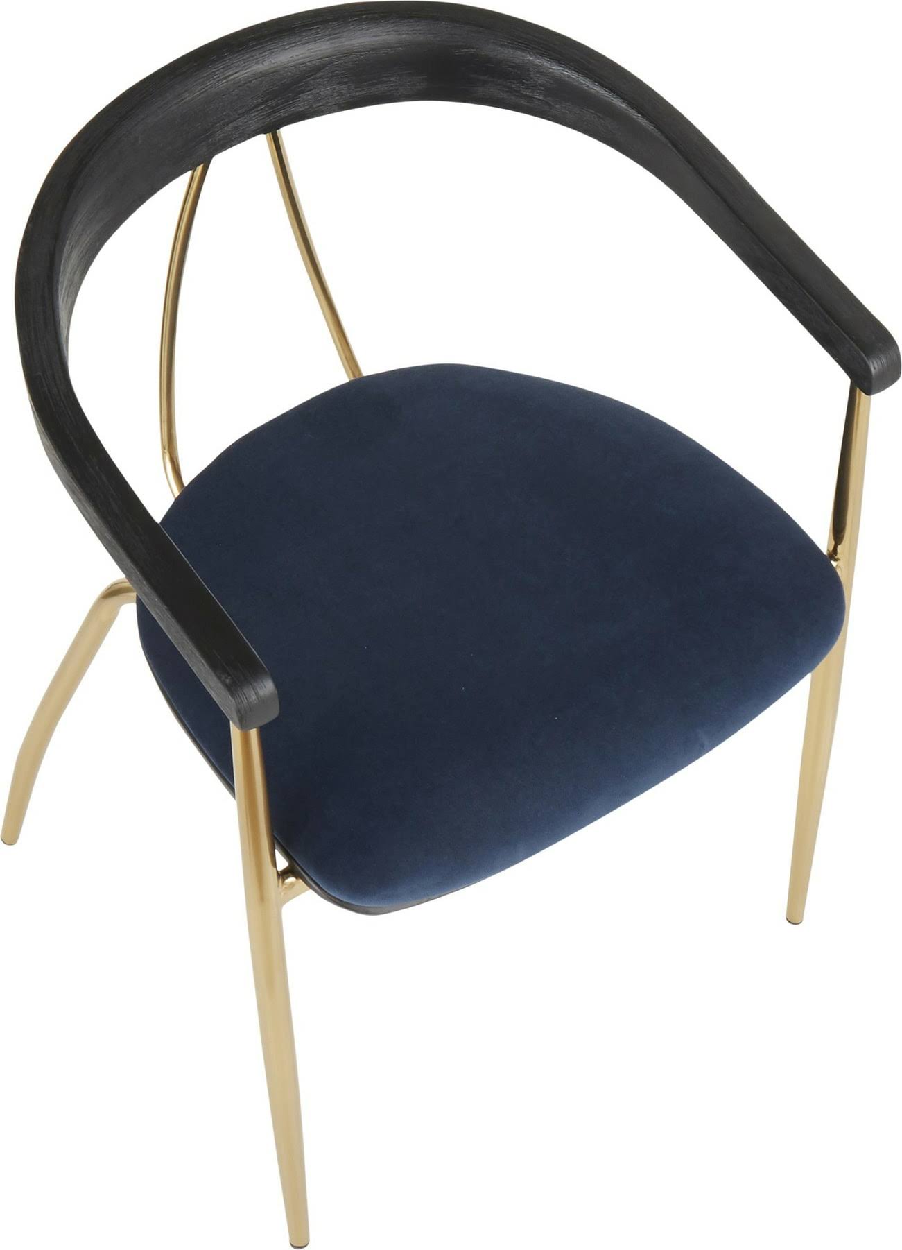 Blue Velvet Gold Metal Chair Set of 2 U41755