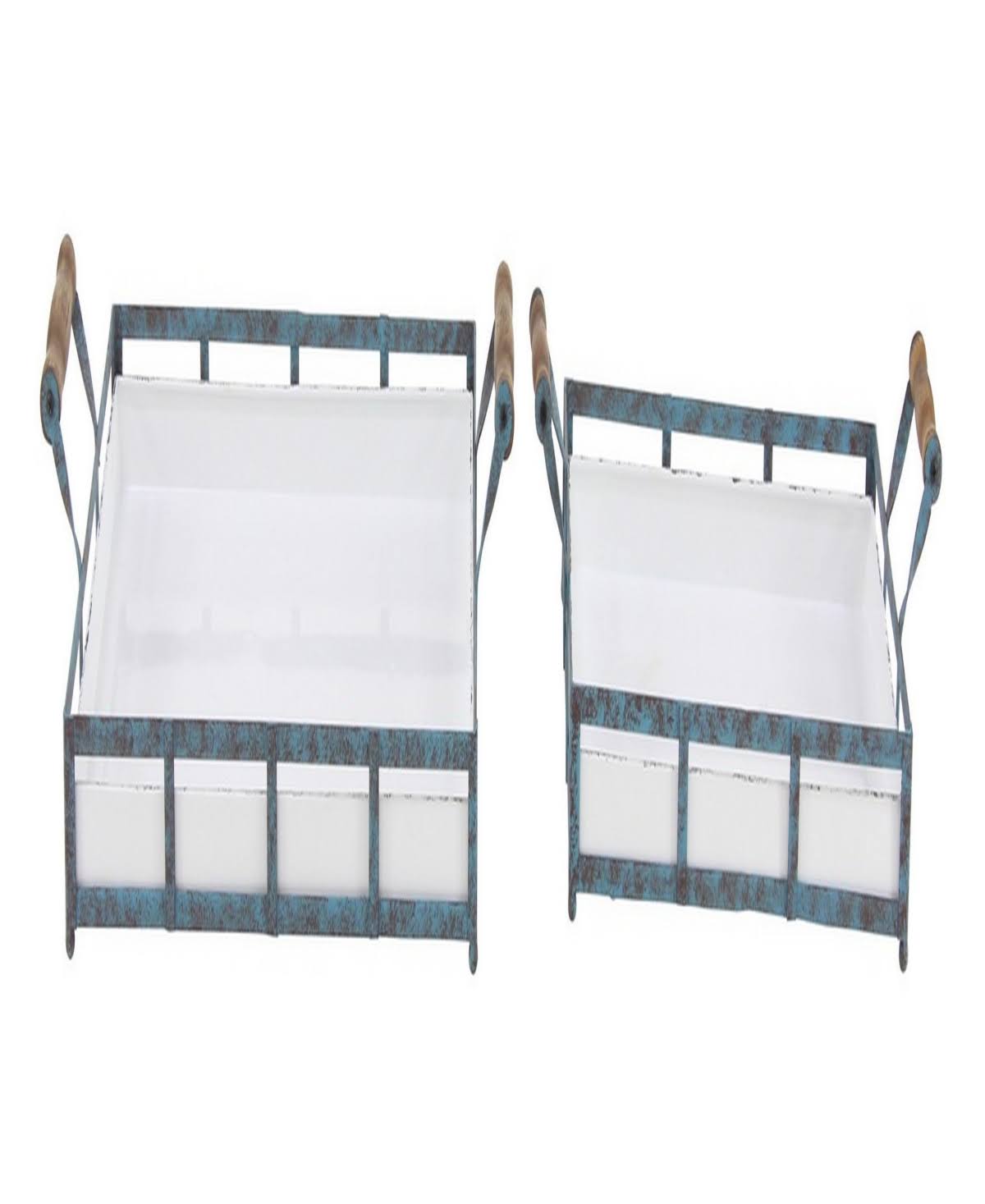 Set of 2 Blue Metal Farmhouse Tray K5309
