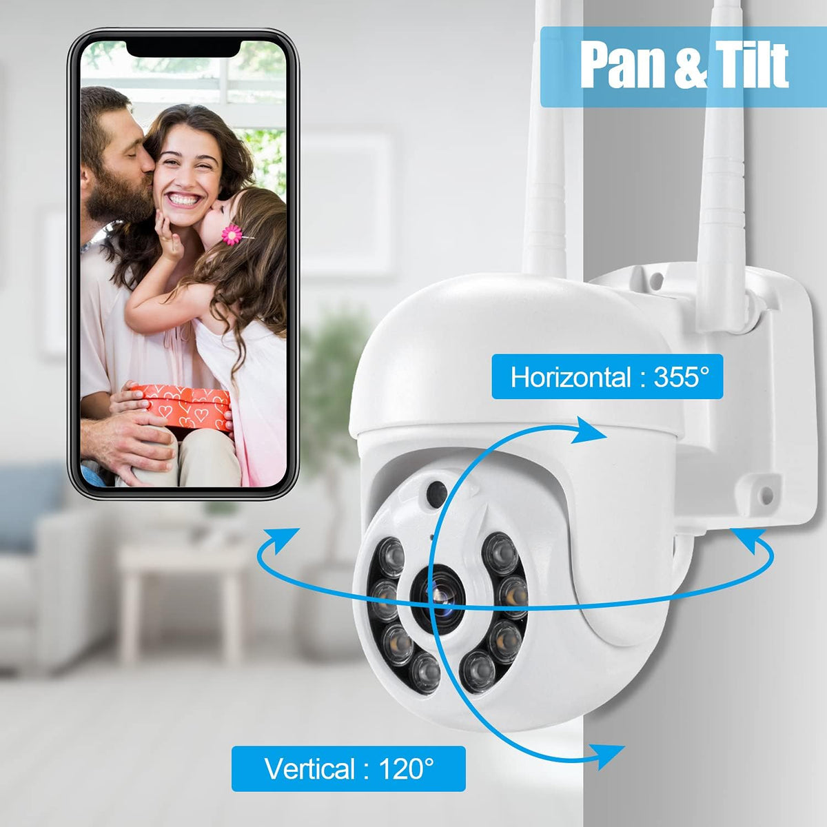 2K Wireless 8CH NVR 4PCS Outdoor WiFi PT Camera with Night Vision C755