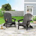 Dark Gray Solid Wood Folding Adirondack Chair P518146