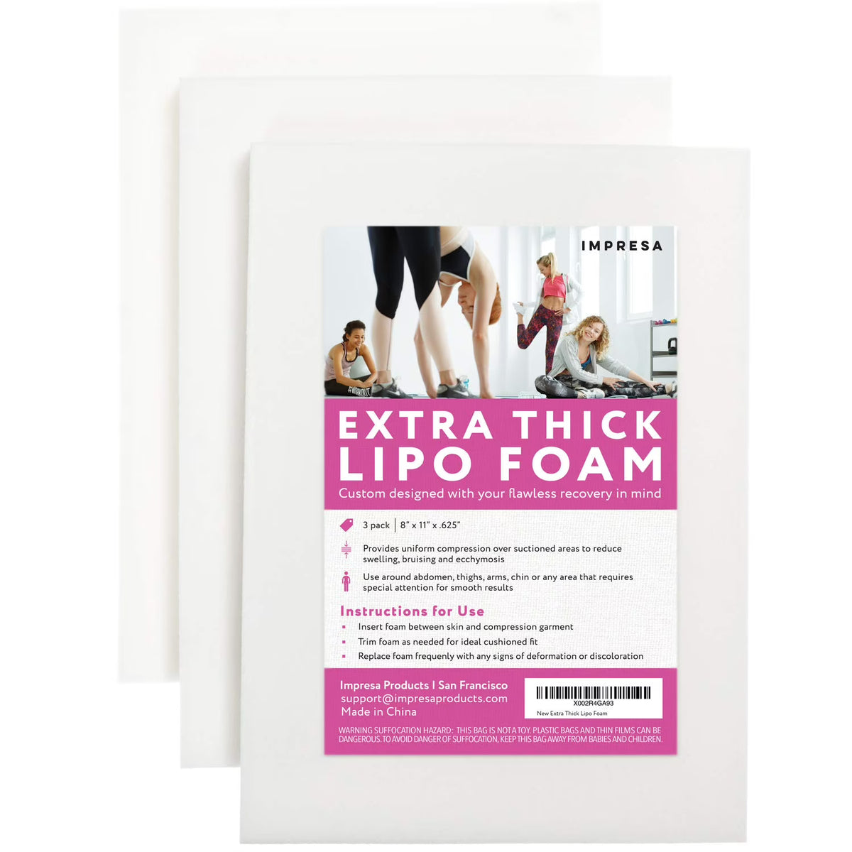 Extra Thick Lipo Foam Post Surgery Ab Board Medical Grade Foam White 3 pack I507042