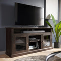 Gray Wash Electric Fireplace TV Stand with Open Storage Shelves & Cabinets A952