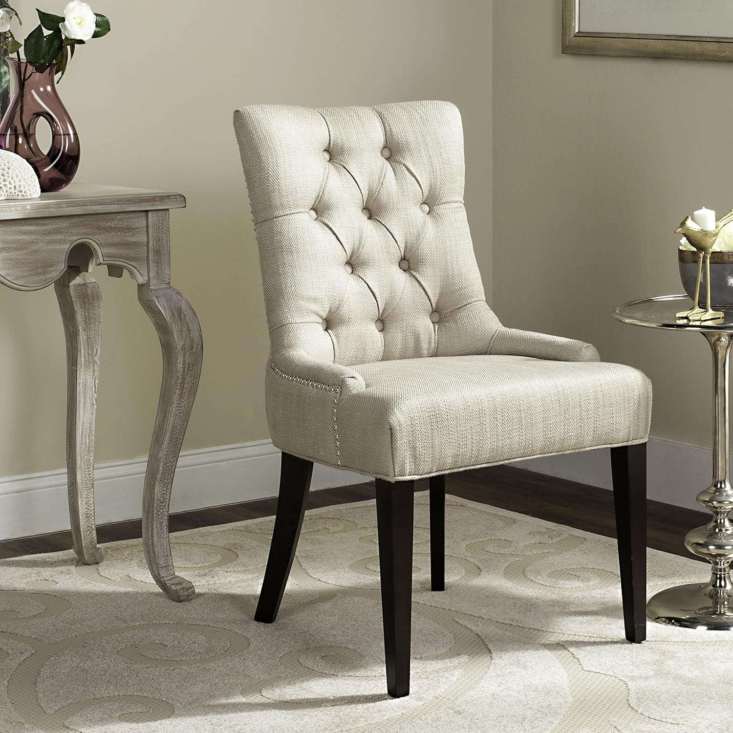 Putty Grey Button-Tufted Side Chair F99141