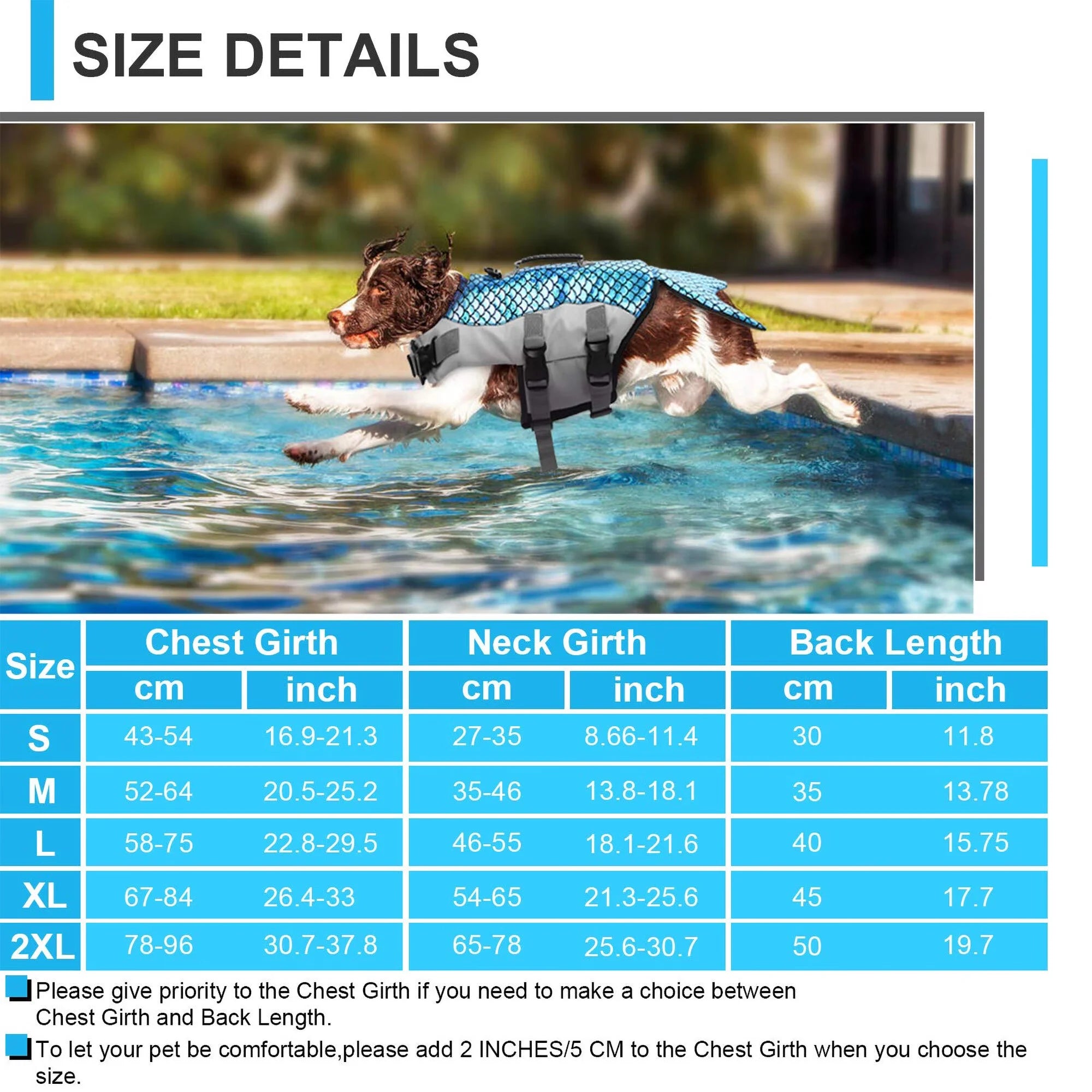 Dog Life Jacket with Rescue Handle, Reflective Adjustable Life Vest D10812