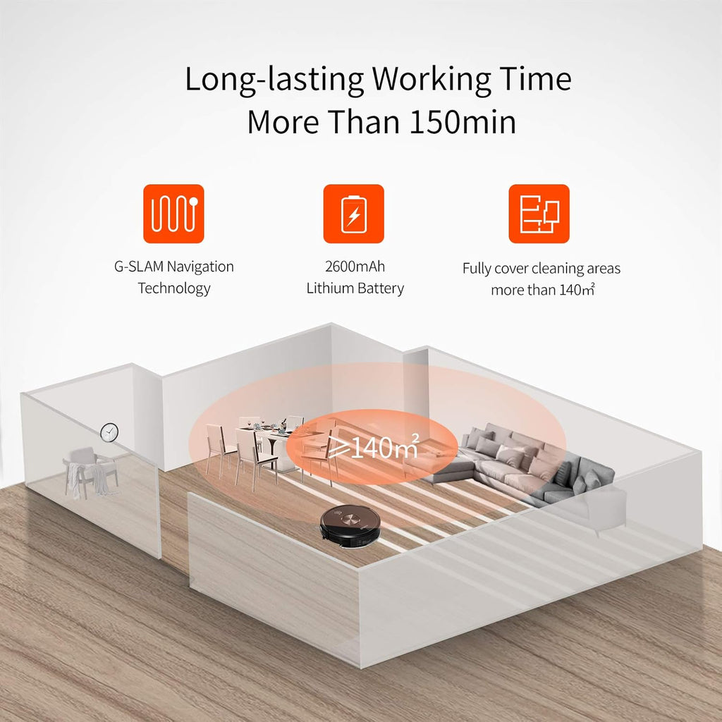 2500Pa Robot Vacuum and Mop with Boundary Strips H761517