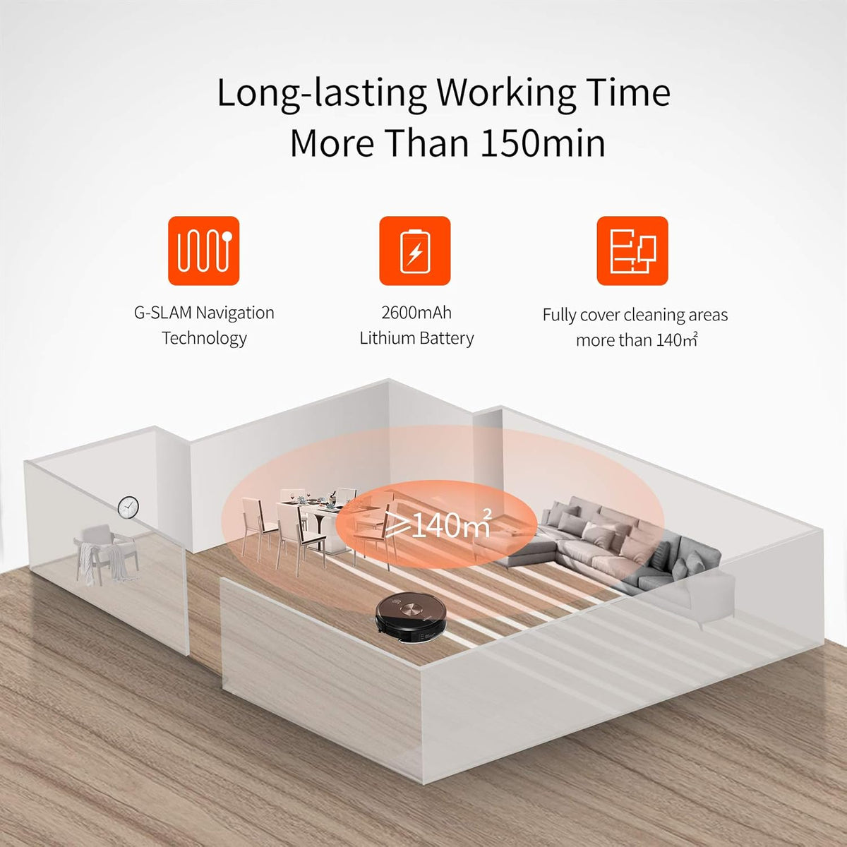 2500Pa Robot Vacuum and Mop with Boundary Strips H761517