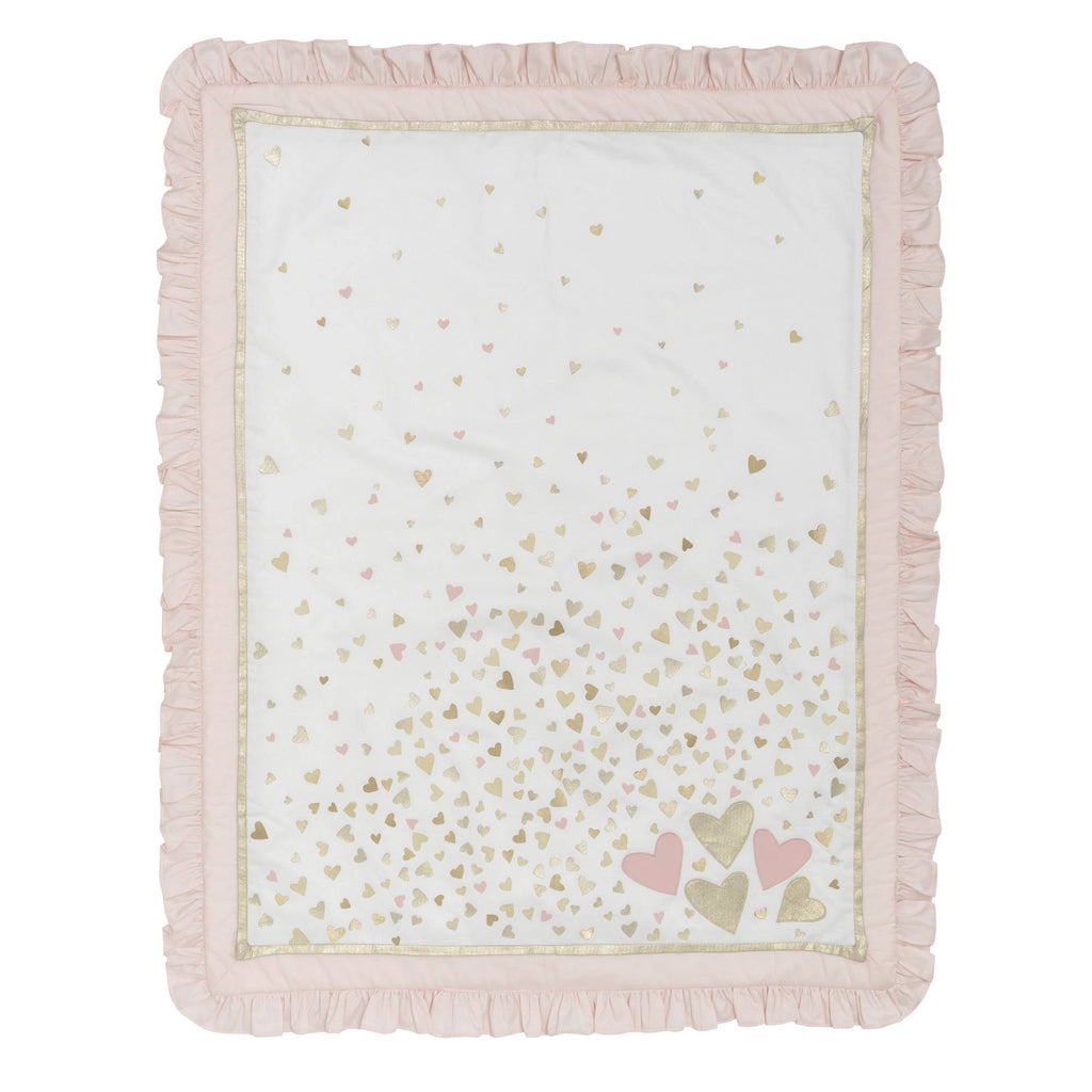 4 Piece Crib Bedding Set in Pink and White T8381