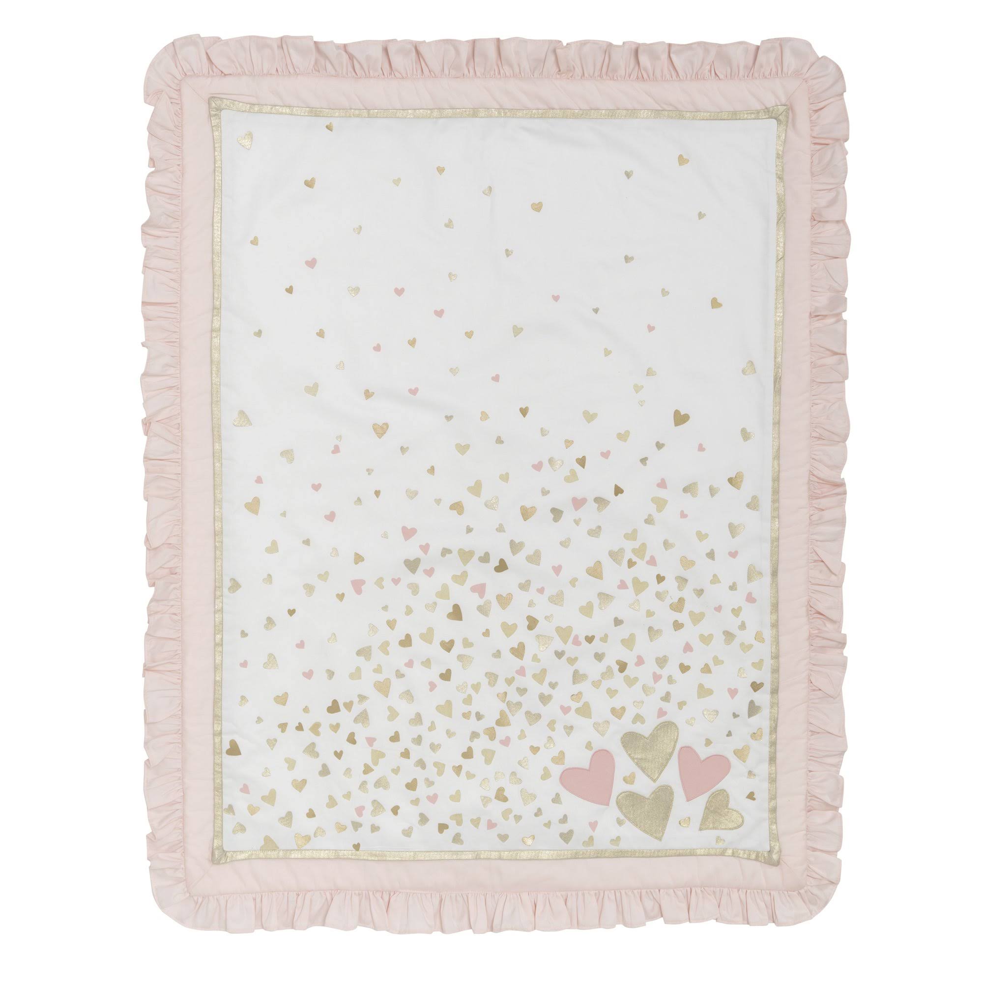 4 Piece Crib Bedding Set in Pink and White T8381
