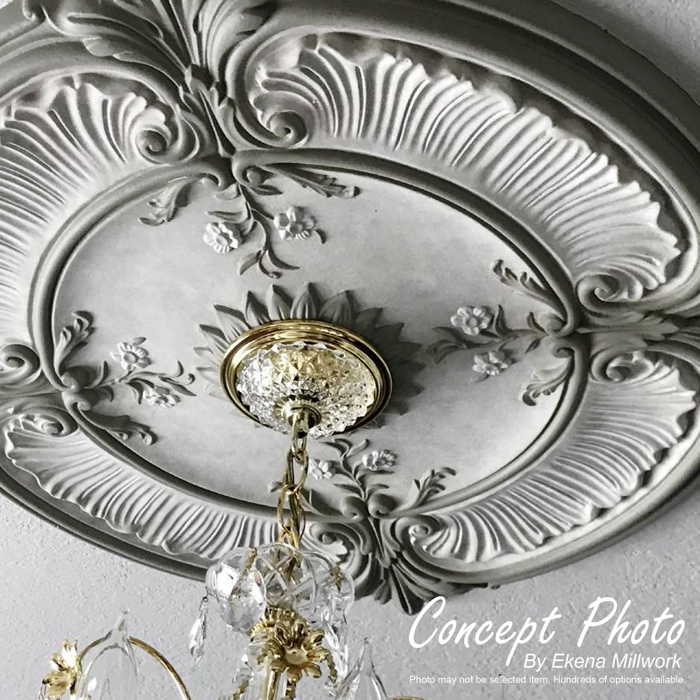 24 1/4x22OD x 1 1/2x22P Hand-Painted Gold Ceiling Medallion T85734