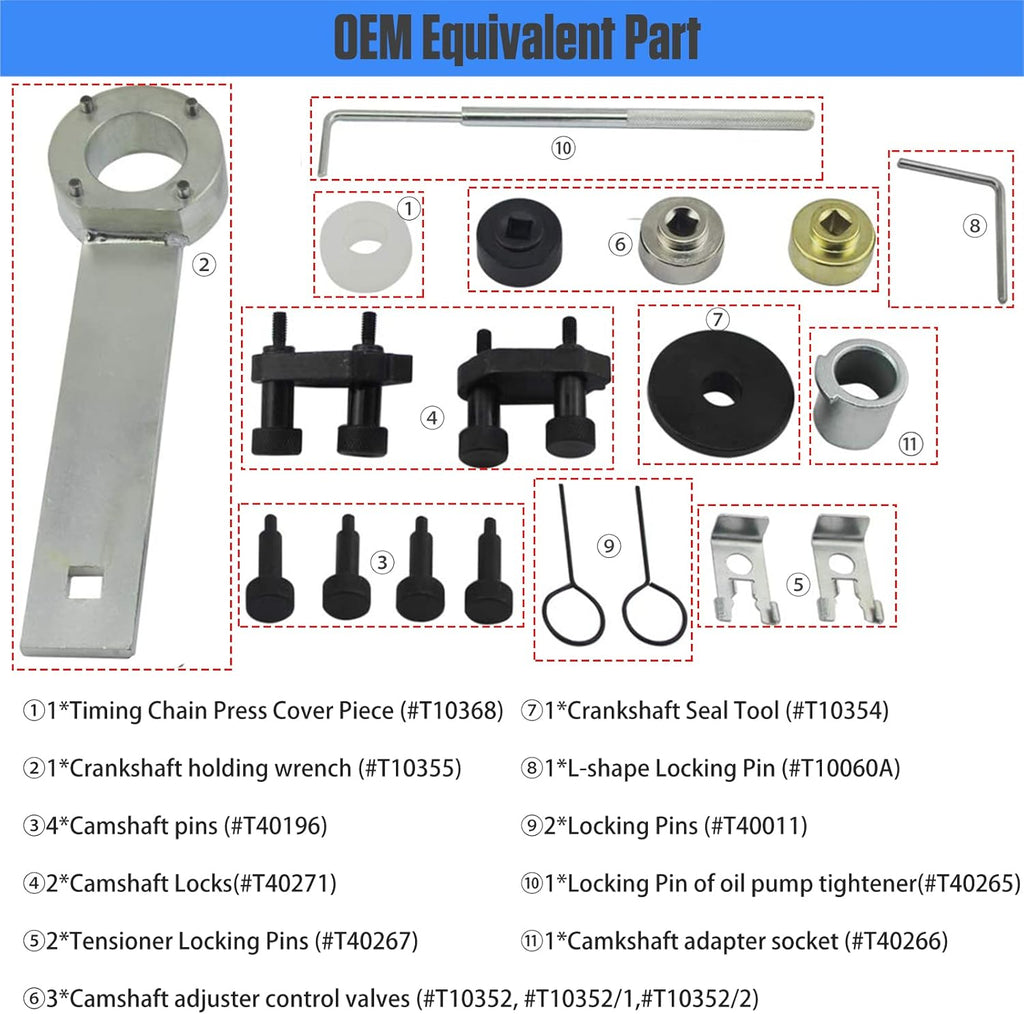 Engine Timing Tool Kit for Audi/VW/VAG EA888 Crankshaft Alignment Camshaft Locking Tool Kit Pack of 2 P703213
