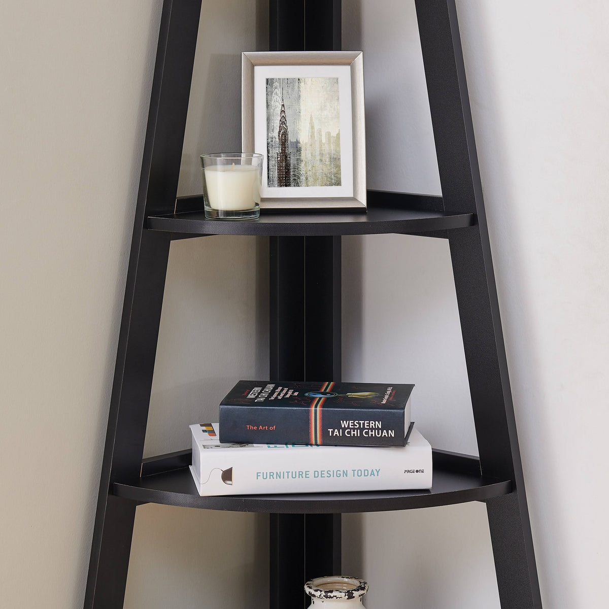 Black 5-Tier Corner Ladder Display Shelves T576475