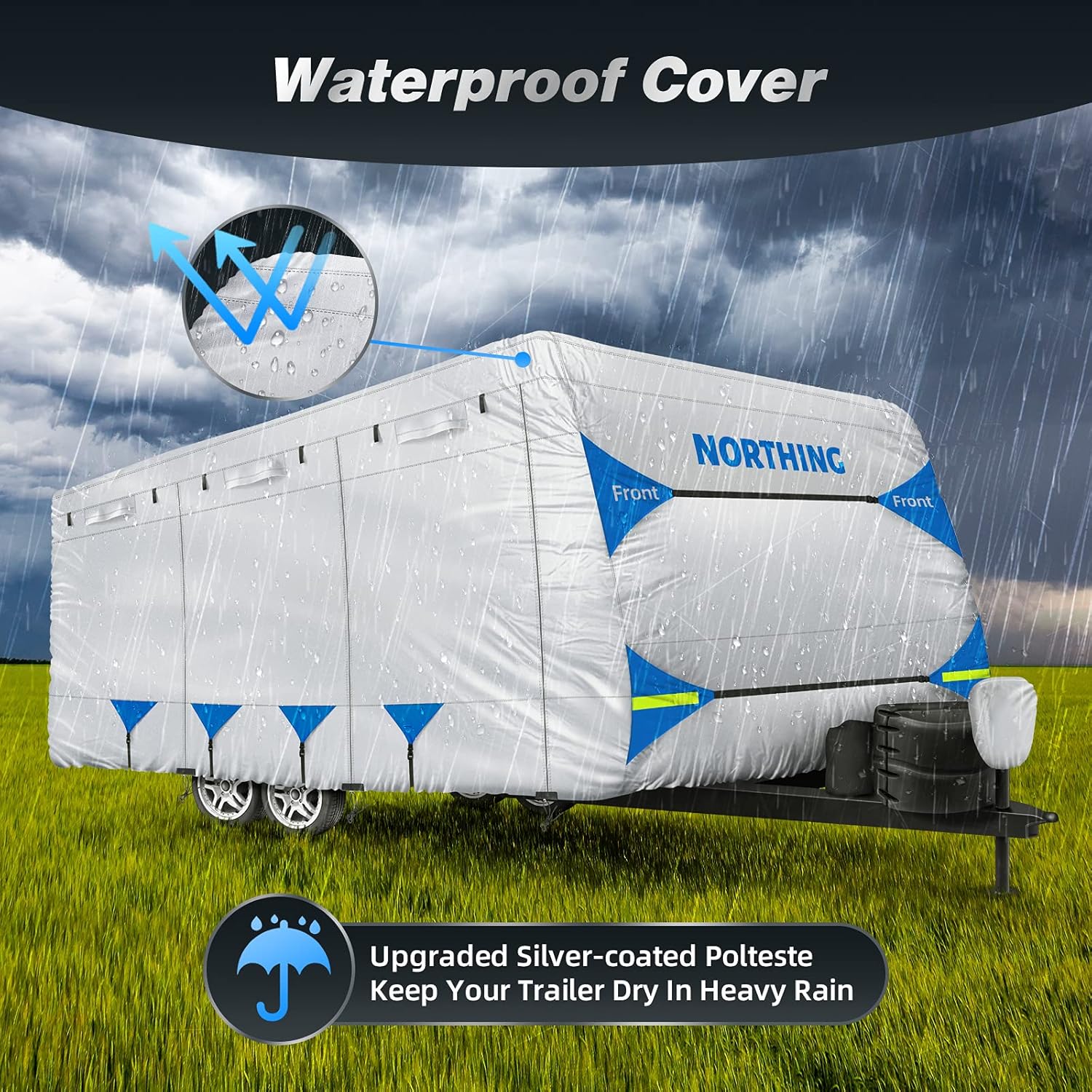 Silver Coating Travel Trailer RV Cover for 27-30 ft Q4114