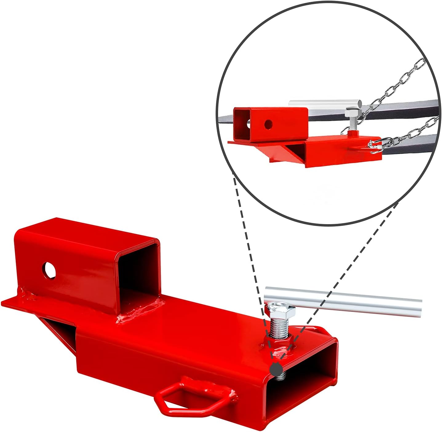 2" Receiver Trailer Towing Adapter with Chain Red Pack of 2 H33836