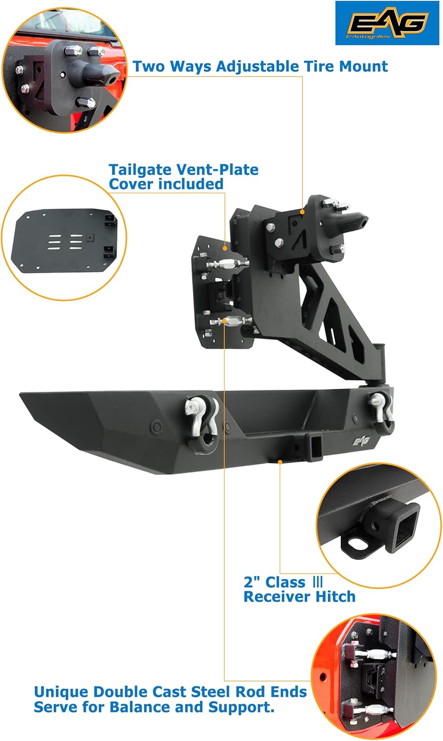 Rock Crawler Front Bumper with Tire Carrier Combo for Wrangler JL Z91205