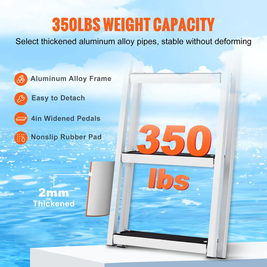 Aluminum 5 Steps Boat Dock Ladder A24021