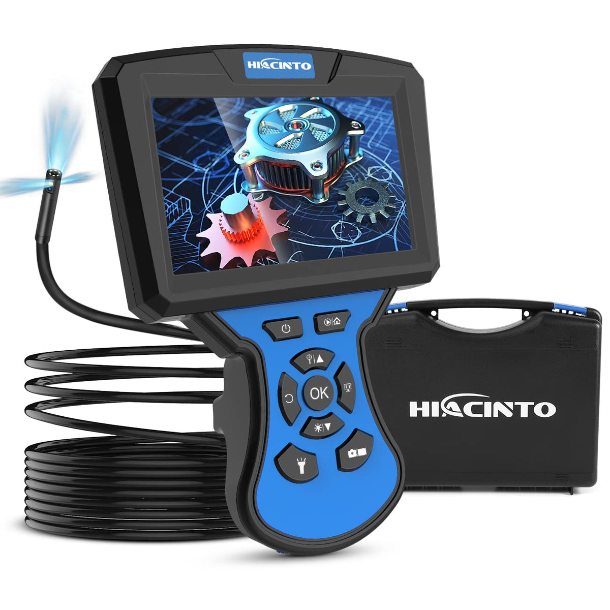 Triple Lens Endoscope Camera with 5 Inch IPS Screen and 16.5ft Semi-Rigid Cable N70286