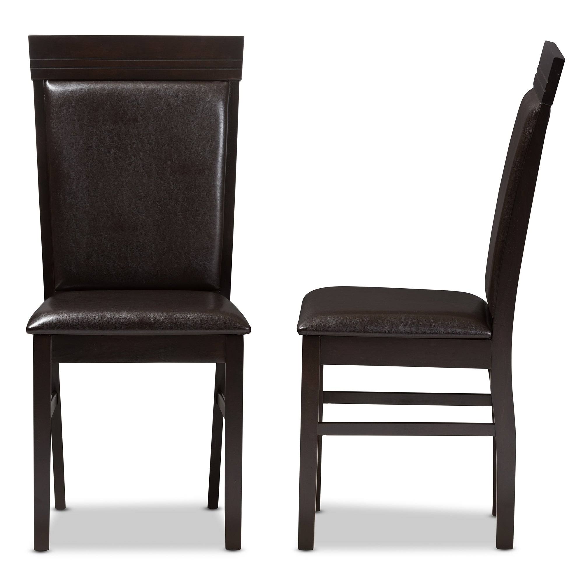 Dark Brown Faux Leather Dining Chair Set J6938