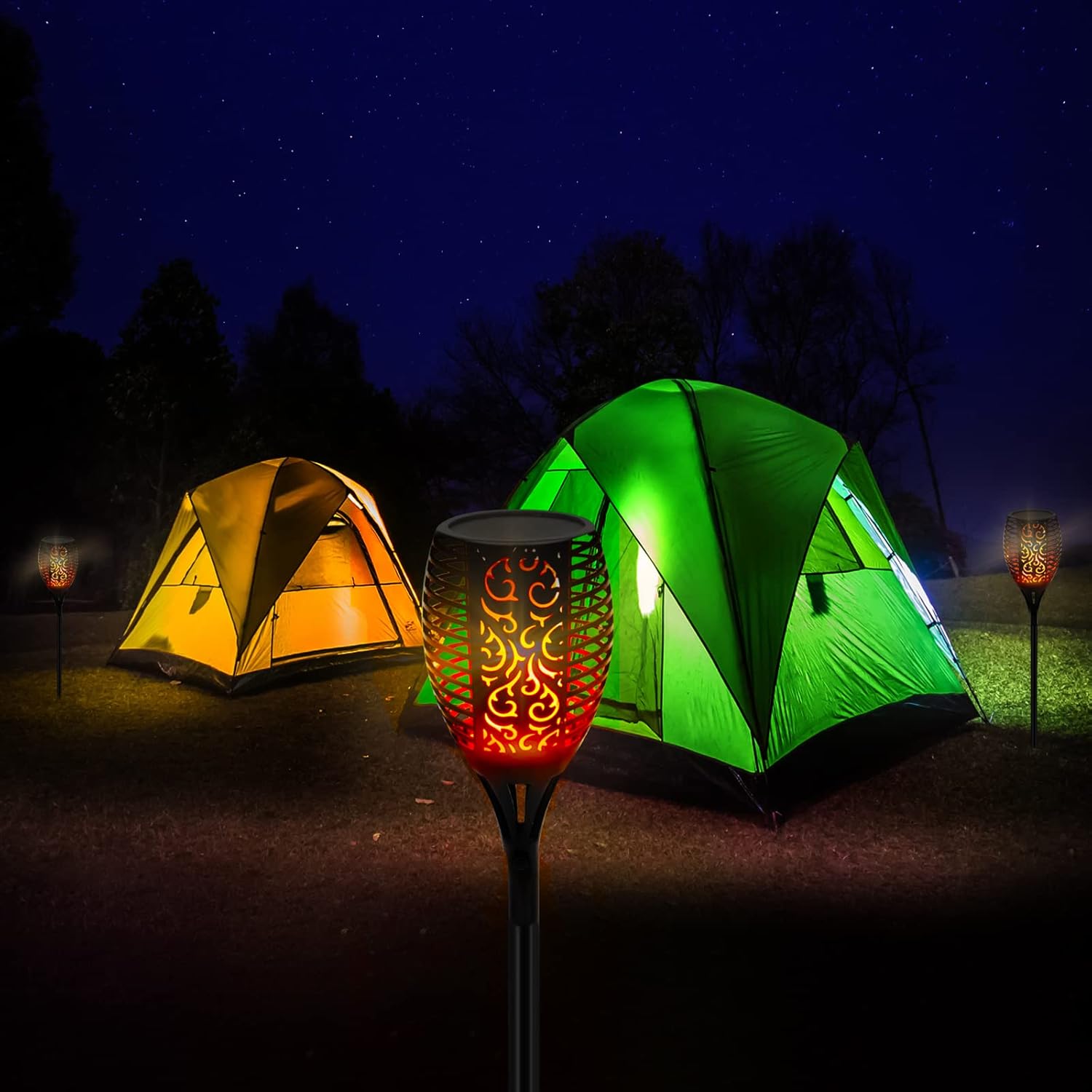 96 LED Waterproof Torch Flickering Flames Solar Light, 4Pack L922
