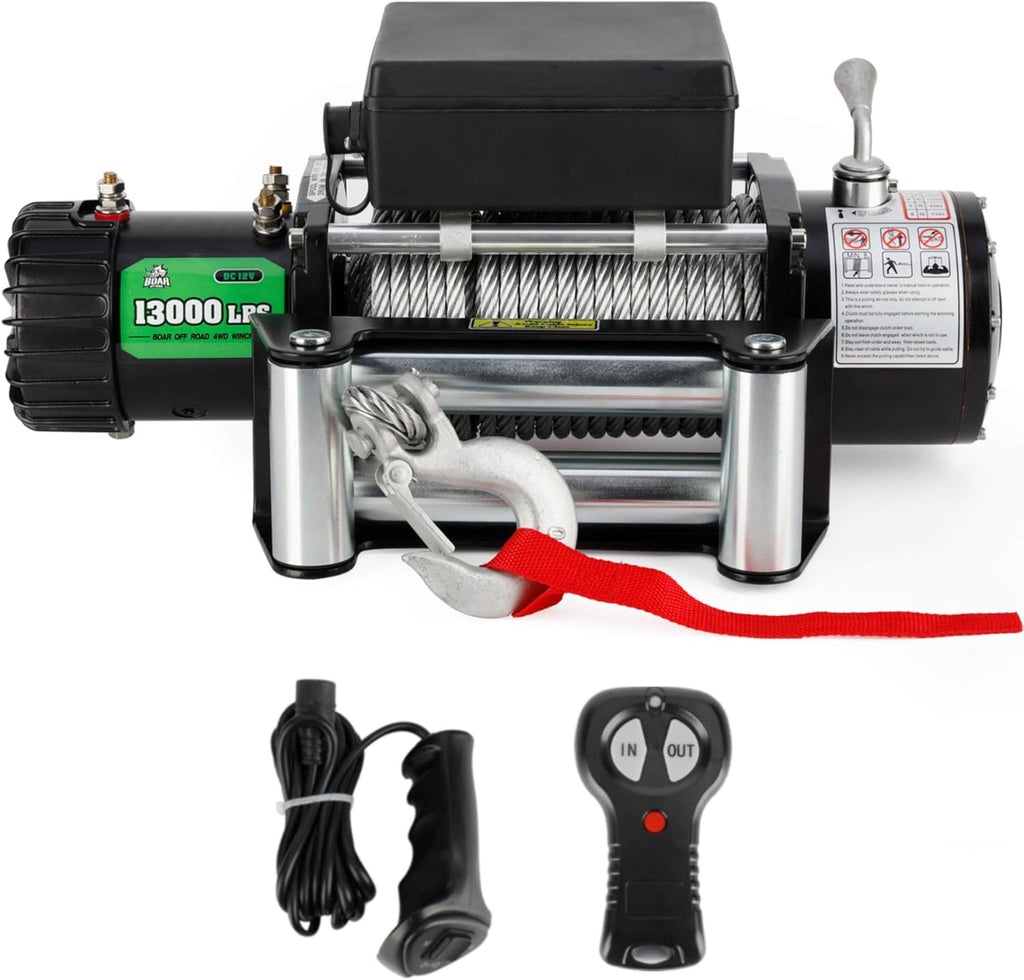 13000-lb. 12V Electric Winch Kit with Steel Cable and Roller Fairlead Q9209