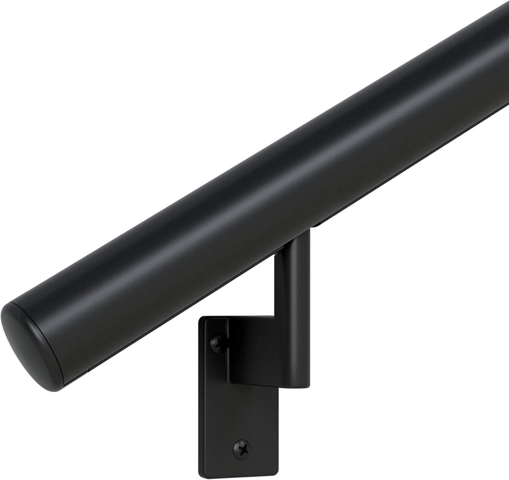 Satin Black Anodized Aluminum Handrail Kit with Wall Brackets and Endcaps L13545