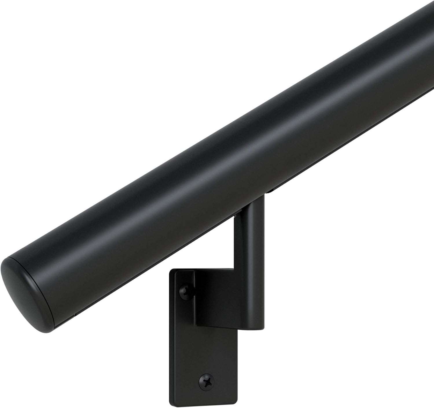 Satin Black Anodized Aluminum Handrail Kit with Wall Brackets and Endcaps L13545