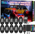 10-pods Trucks LED RGB Neon Underglow Rock Lights Kit, Dual-Zone, 160LEDs, 2-in-1 Line, Waterproof 12V, Pack of 2 O36047
