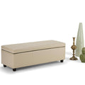 Satin Cream Faux Leather Storage Ottoman J798