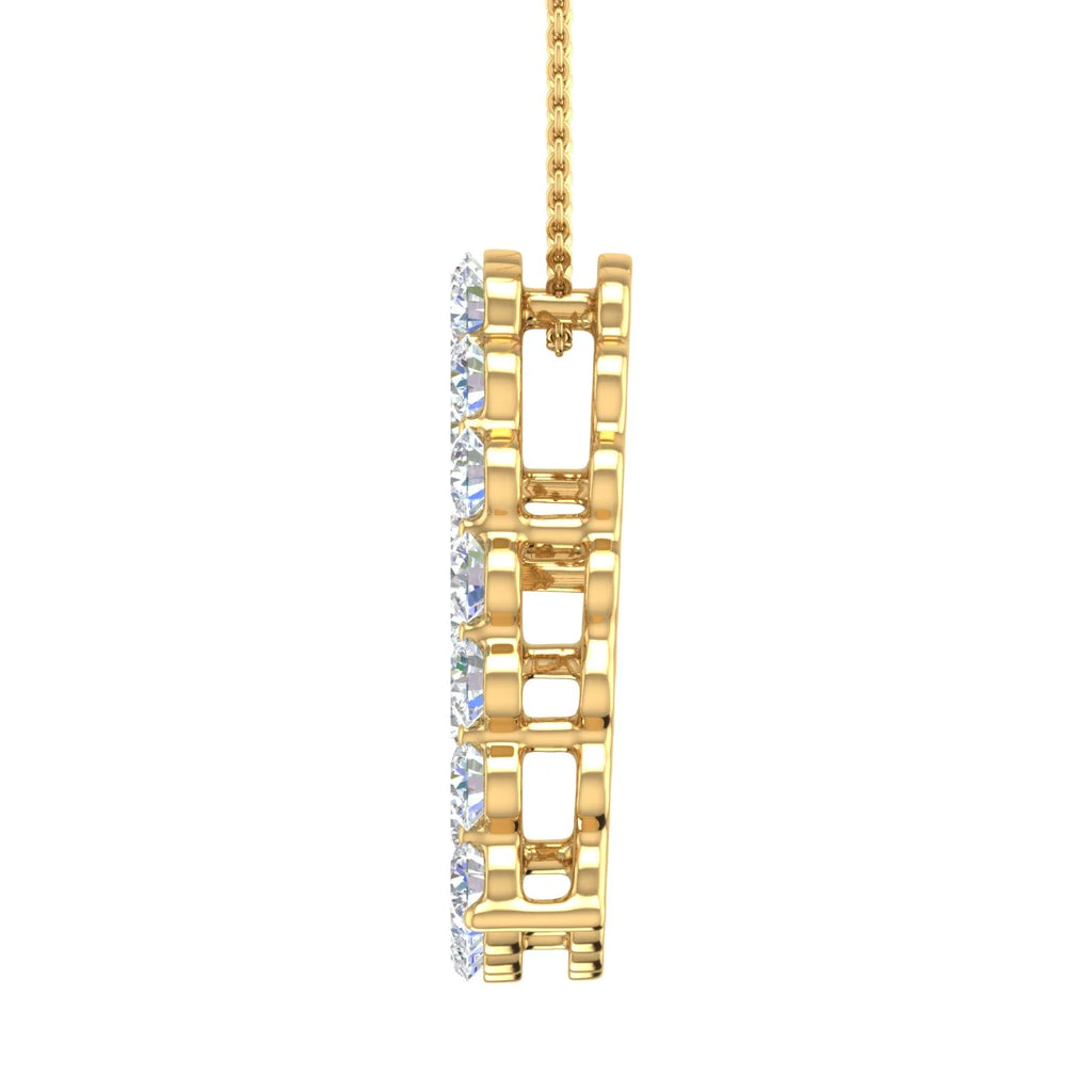 14K Yellow Gold Diamond Heart Pendant Necklace with Silver Chain U7751