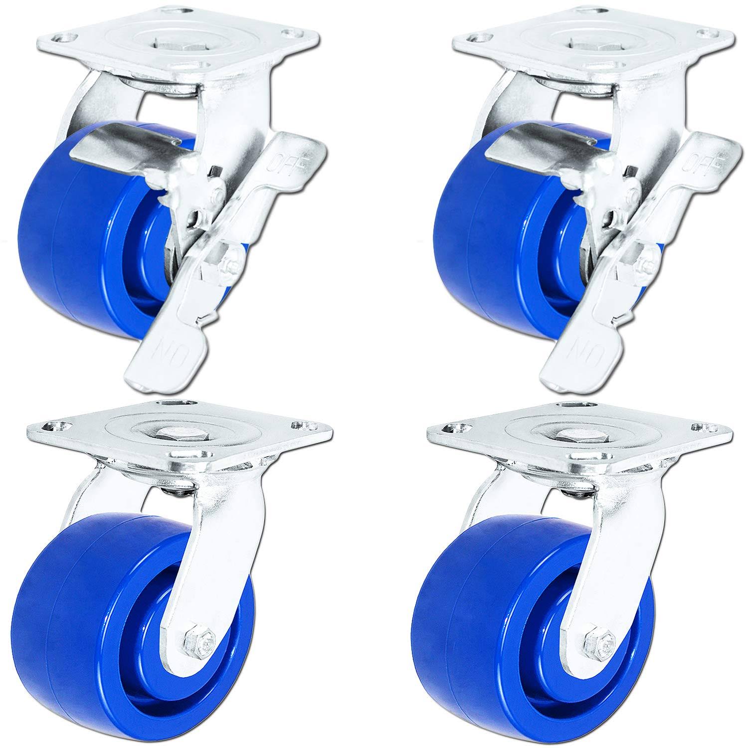 4 inch x 2 inch Stainless Steel Caster Set of 4 with Locking Brakes F162