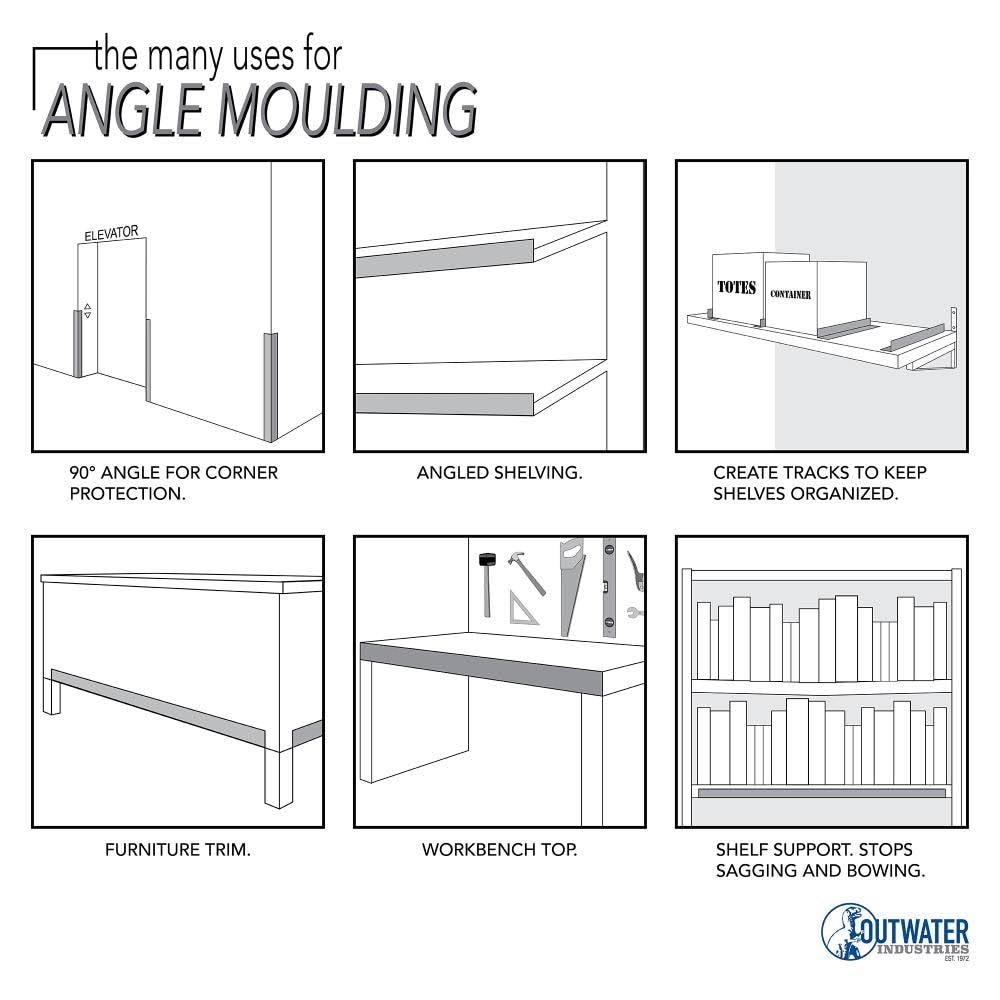 Satin Finish Aluminum Angle Moulding 36 inch Lengths Pack of 4 J5575