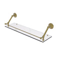 Floating Glass Shelf with Gallery Rail - Unlacquered Brass - 30 inch O3238
