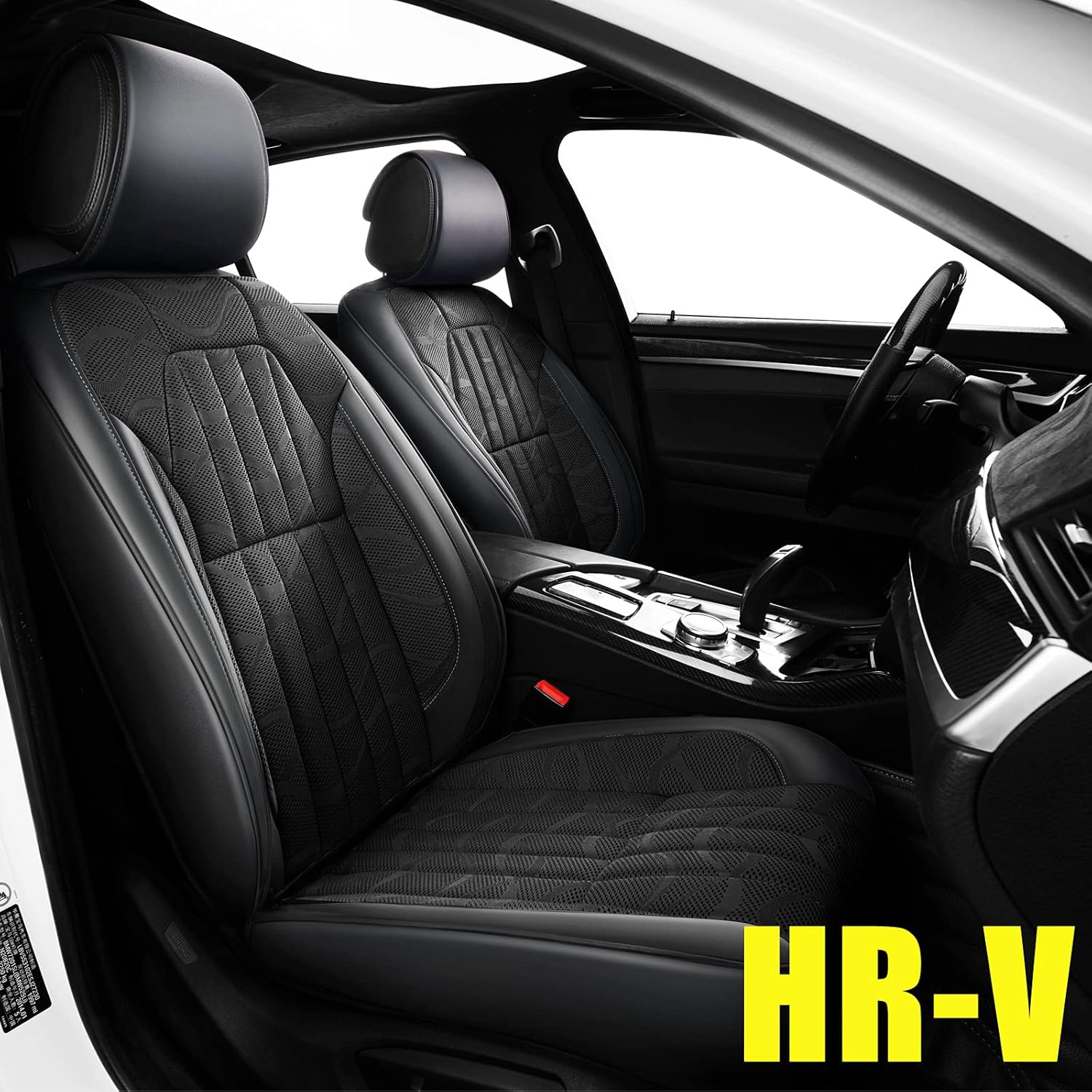 Black Faux Leather Car Seat Covers Full Set for Honda HR-V M255