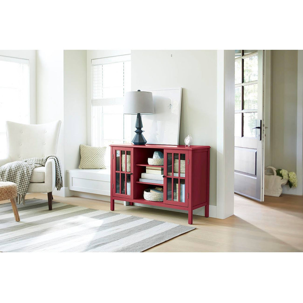 Red 2 Door Storage Cabinet with Center Shelves I9803