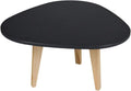 Oval Coffee Table with Eucalyptus Wooden Legs, Black, White, Natural Wood, Pack of 2 E7176