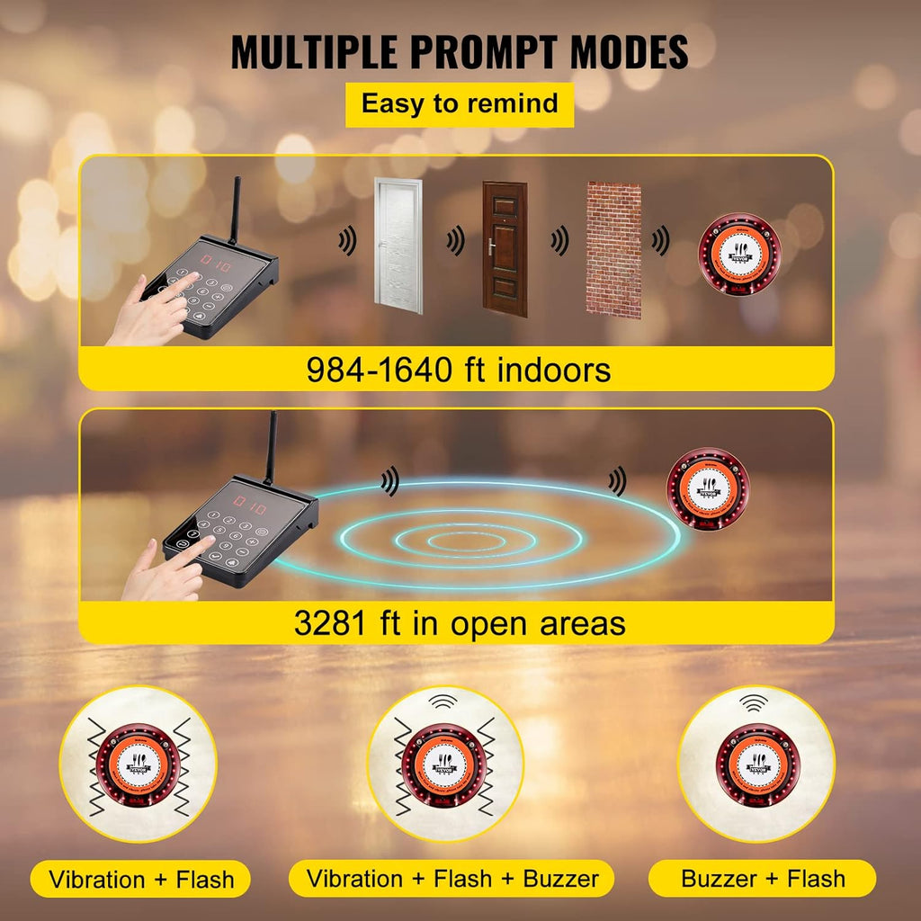 Wireless Paging System with Vibration, Flashing and Buzzer X691193
